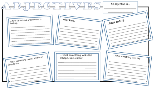 ADJECTIVE work sheet template