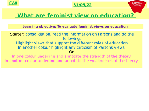feminist views on the education system