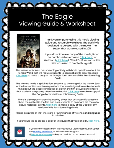 The Eagle Movie Viewing Guide & Worksheets (The Roman World)