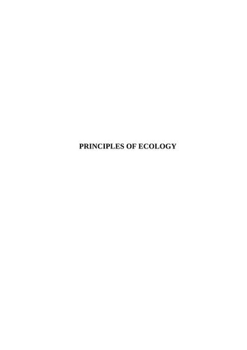 PRINCIPLES OF ECOLOGY