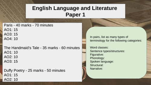 A Level Lang Lit Paper 1 Revision