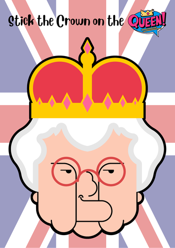 Queen's Platinum Jubilee Fun Game - Pin / Stick the Crown on the Queen - Royal Family Activity