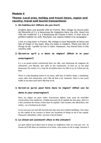 GCSE edxecel French module 4 speaking answers | Teaching Resources