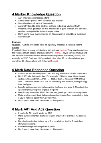 AQA A-Level Geography Exam Technique