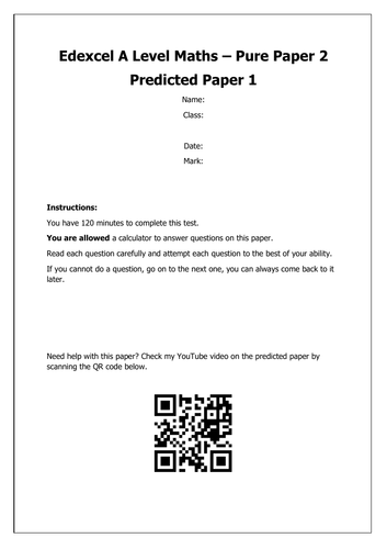 A Level Maths : Pure Predicted Paper 2