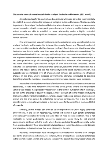 IB Psy: Value of Animal Models (ERQ)