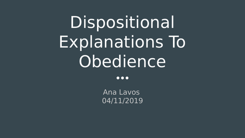 Dispositional Explanations to Obedience