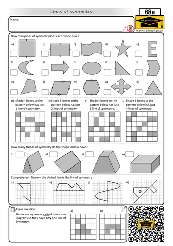 lines of symmetry and rotational symmetry worksheets and answers teaching resources