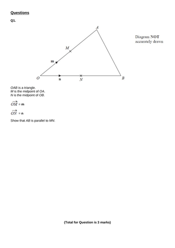 Parallel Vectors With Exam Questions