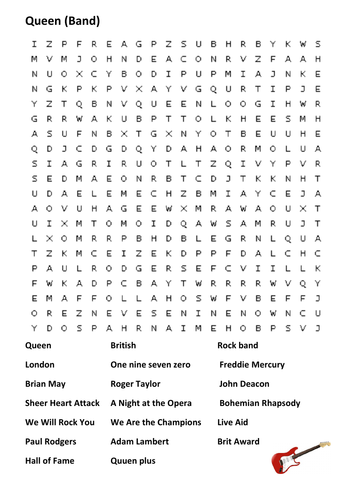 Queen - The Band Word Search