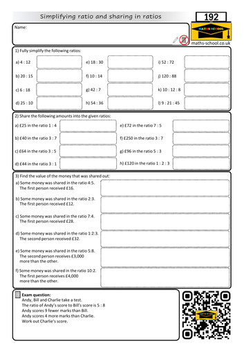 Ratio Worksheets