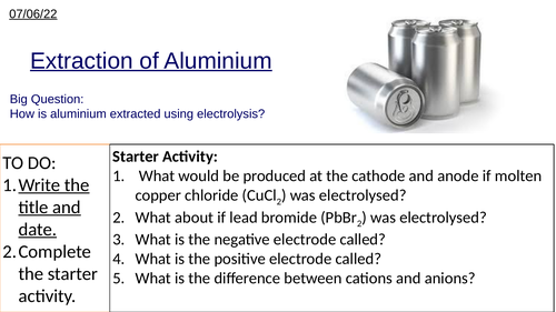 GCSE Extraction of Aluminium using Electrolysis