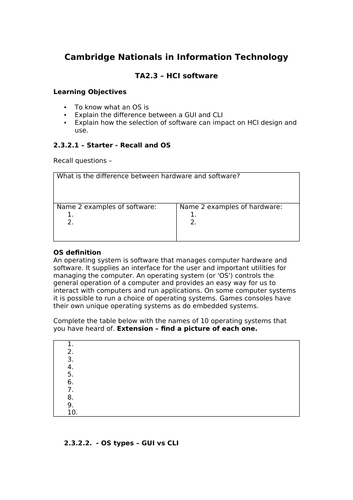 J836 - Cambridge National in IT - TA2.3 - Human Computer Interface Software