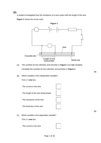 AQA Combined Science Physics Paper 1 Foundation Practice