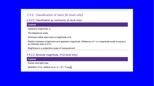 Lesson 5 - Classification of Stars and Hipparcos Scale A level AQA Physics - Astrophysics