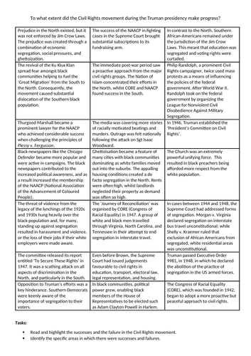 Truman Civil Rights Card Sort