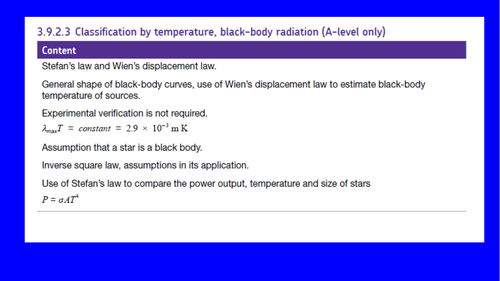 Lesson 8 - Stephan's Law of Power output of stars  AQA A level Physics Astrophysics Unit
