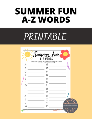 summer-a-z-words-teaching-resources