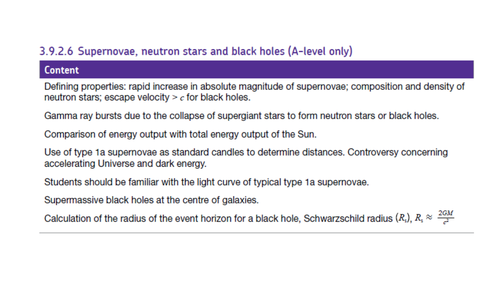 Lesson 10 - Supernova and Standard Candles A level AQA Physics Astrophysics Unit