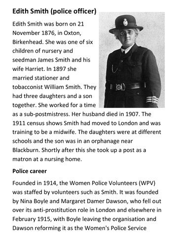 Edith Smith (police officer) Handout