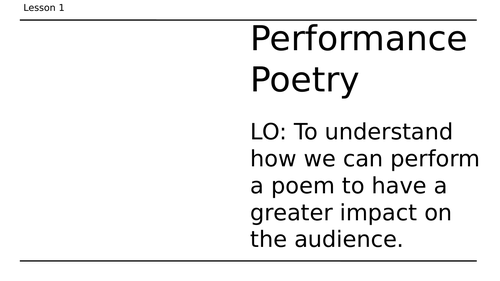 Performance Poetry KS2