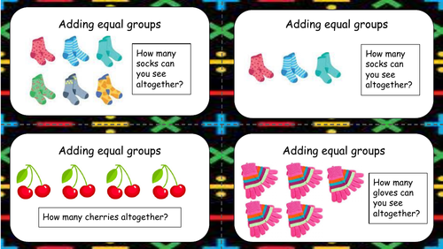 Adding Equal Groups Task Cards Year 2