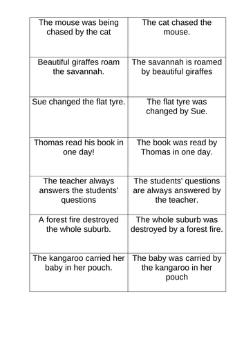 Active and Passive Voice Cards