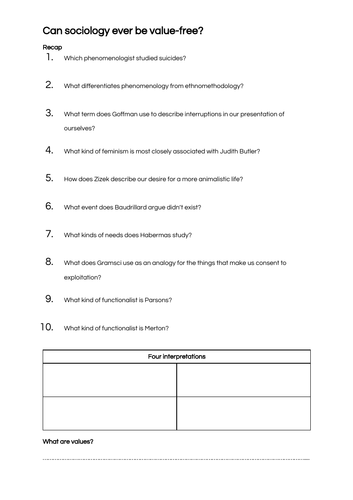 Sociology A-Level: Can Sociology be value free?
