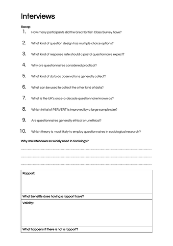Sociology A-Level: Interviews