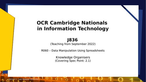 J836 - R060 Spreadsheets Knowledge Organiser