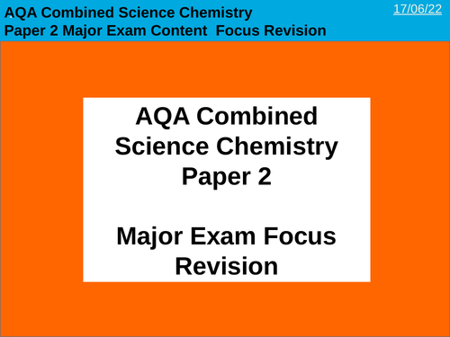 AQA Combined Science Chemistry Paper 2 2022 Exam Revision - UPDATED  with RPAs