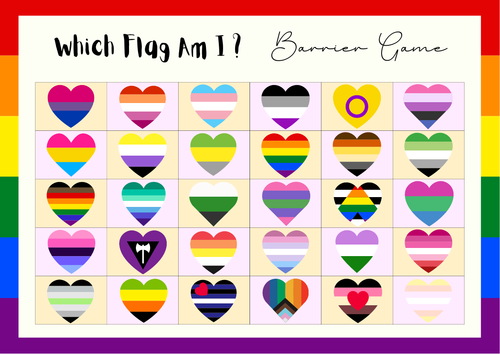 LGBT / Pride Month - Which Flag Am I Game ( Take on the Guess Who I Am Game).  Pride Flags 2 Players