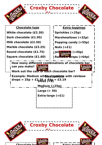Charlie and Chocolate factory maths investigation