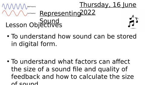 Sound Representation GCSE COMPUTER Science Powerpoint