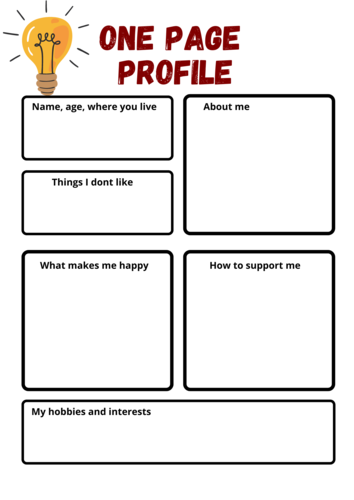 One Page Profile - SEN | Teaching Resources