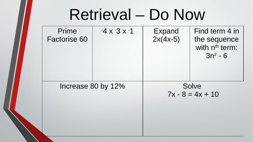 Edexcel GCSE Foundation Unit 16 - Quadratic Equations and Graphs