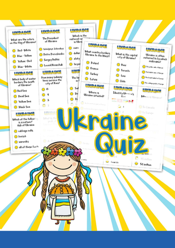 Ukraine Quiz | Geography, Culture & History Activity | Printable PDF | ESL Socia