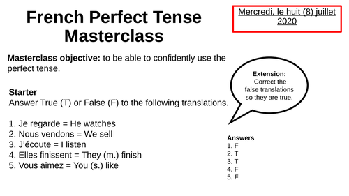 French Perfect Tense with Avoir Masterclass