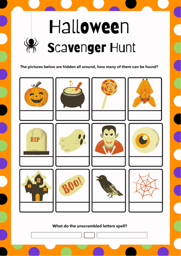 Halloween Scavenger Hunt Game. Fun Find the Clues Class Game | Teaching ...