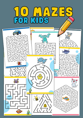 10 Mazes for Kids | Printable Maze Worksheets | Fun Fine Motor & Problem Solving