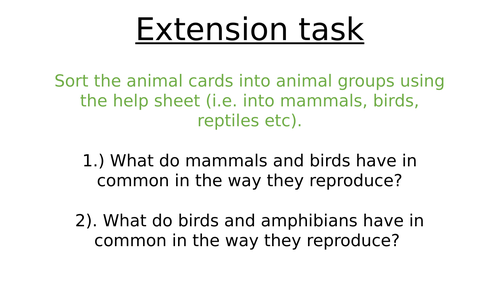 YEAR 5 - SCIENCE - SEXUAL REPRODUCTION IN ANIMALS