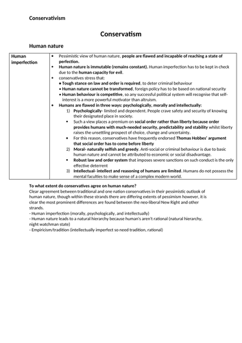 Edexcel conservatism revision notes