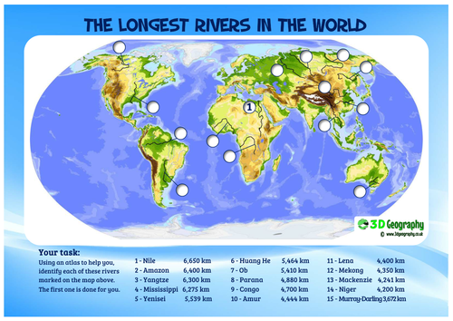 YEAR 5 - GEOGRAPHY - World's longest rivers