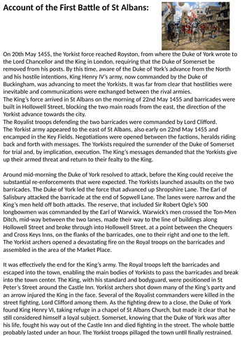 What were the events of the Battle of St Albans?