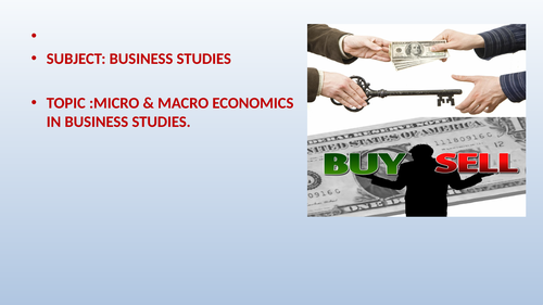 MICRO & MACRO ECONOMICS IN BUSINESS STUDIES.