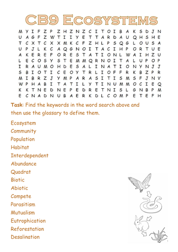 CB9 Ecosystems and Cycles Word Search: Edexcel Keywords Wordsearch - SAMPLE