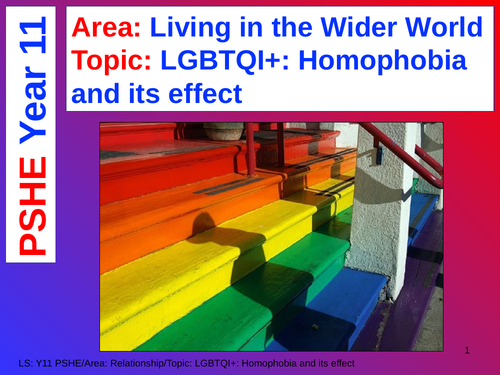 LGBTQI+: Homophobia and its effect - PSHE - Year 11