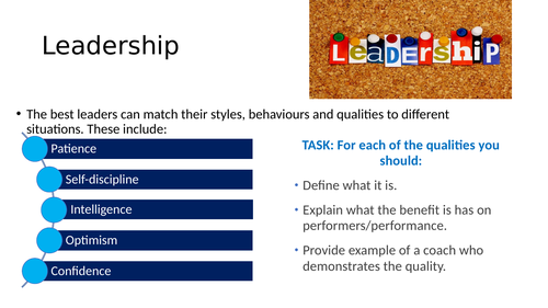 BTEC SPORT -Sports psychology Leadership in sport