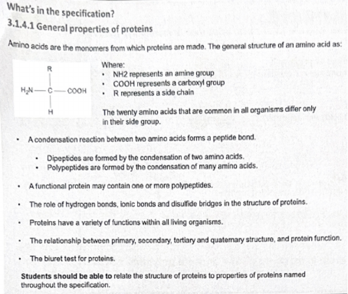 AQA A-Level Biology Protein Information Sheets