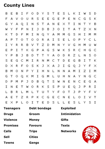 County Lines Word Search